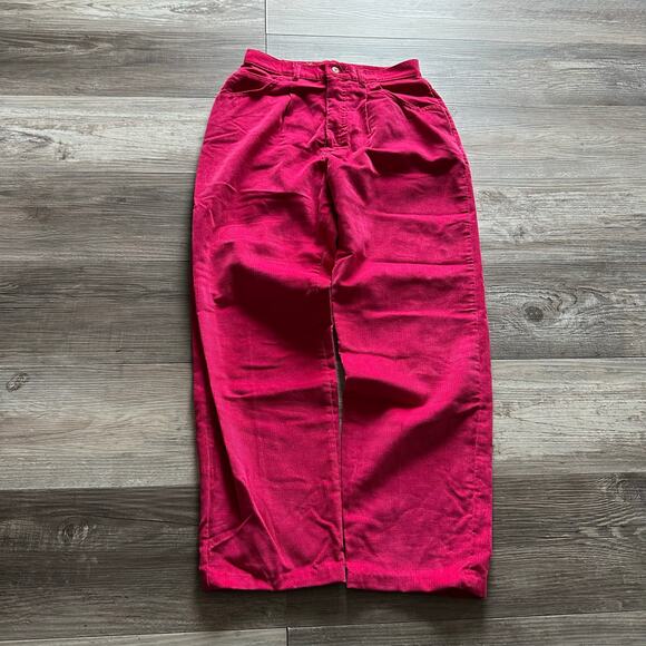 Lee Pants - Vintage‎ 80s Lee Bright Pink Jeans Womens 28" Corduroy Wide Leg Mom Fit Pants